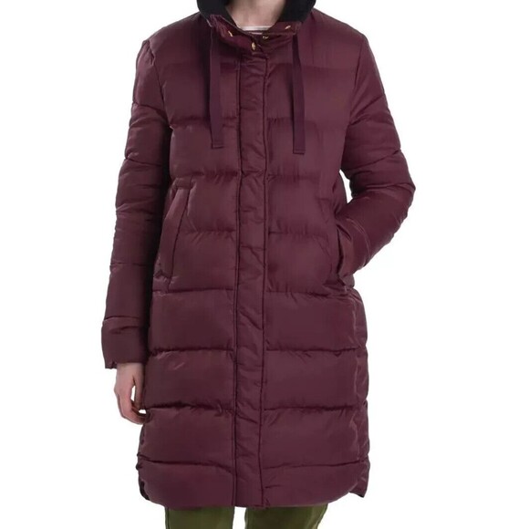 NEW Barbour Weatheram Quilt Longline Puffer Coat Purple Wine Womens Size 10 US - Picture 1 of 9